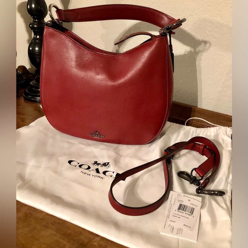 Red Nomad Leather Hobo Coach Purse. Gently used. Medium size
